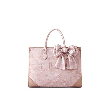 Heartbeat刺繡提花配牛皮革大型手提袋 禮物 情人節禮物