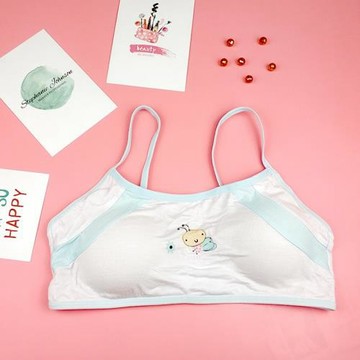 運動文胸學生發育期內衣女大童胸罩防凸點減震奶罩純棉黑色裹胸女
