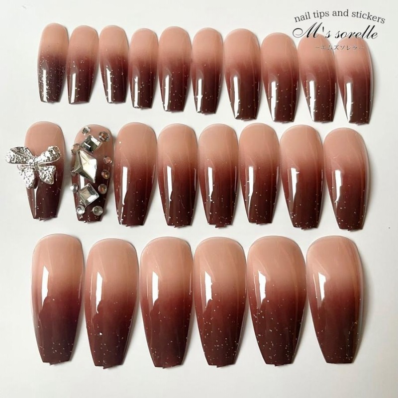 ネイルチップ ロング 韓国 ネイルチップ 成人式 振袖 和装 結婚式  