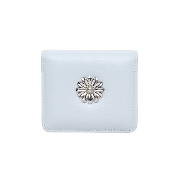 Daisy 相片夾層對折長夾 淺藍色