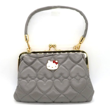 asdfkitty*KITTY 雙珠扣 2用 皮質壓紋 手提包 斜背包-日本正版商品