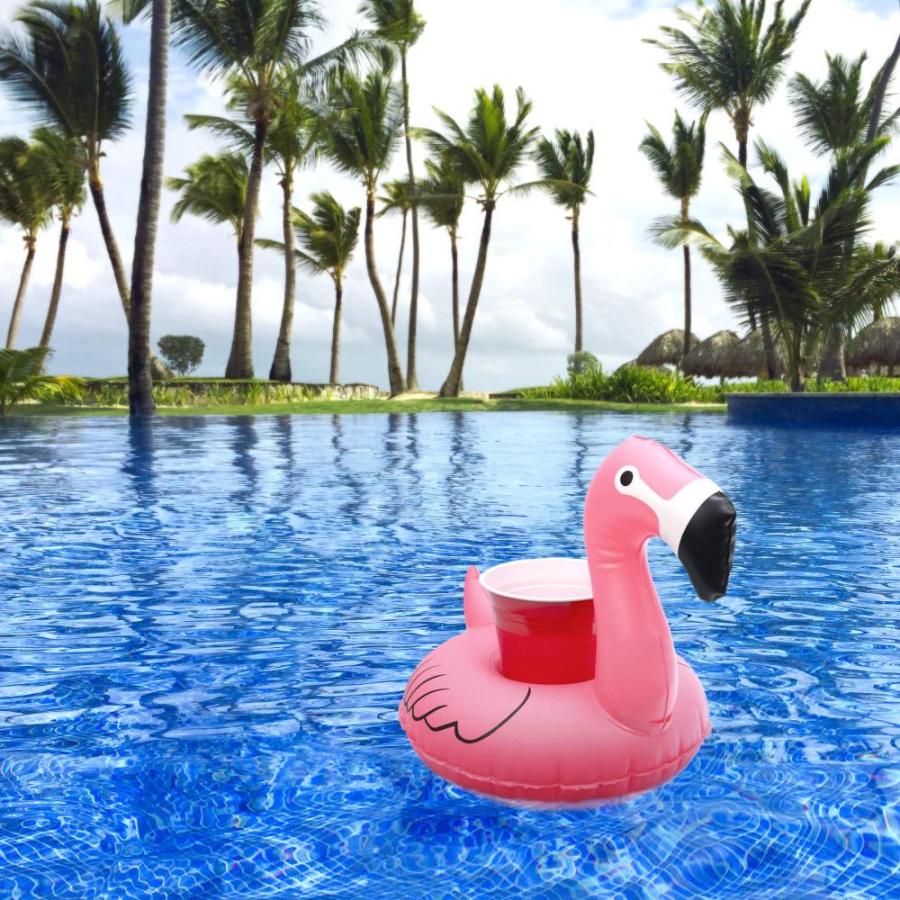 GoFloats Giant Inflatable Flamingo Includes Bonus Flamingo Drink Float