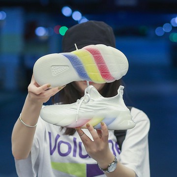 爆米花彩虹底2022夏季新款飛織運動鞋女春季新款跑步鞋厚底老爹鞋