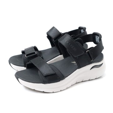 SKECHERS ArchFit 休閒涼鞋 厚底涼鞋 黑/白 女鞋 119465BLK no939