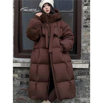 香港歐洲站冬季新款韓版中長款大氣寬松百搭加厚外套白鴨絨羽絨服