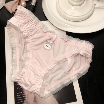 卡哇伊~日系甜美少女小兔兔蕾絲邊性感內褲學生包臀純色棉檔 3送1