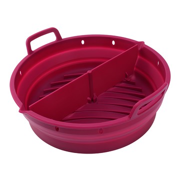 微波烤箱用矽膠烤盤 附隔板 圓形 紅色  1個  220 x 60mm