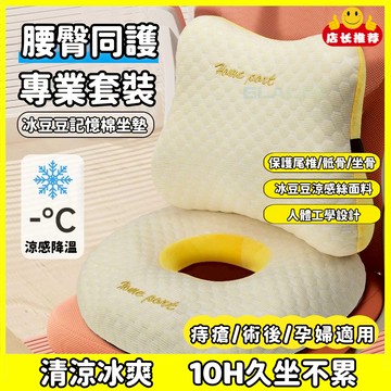【人體工學+台灣出貨】冰豆豆坐墊 冰絲涼墊 透氣冰墊 四季軟墊 辦公室久坐 軟屁墊 靠背腰靠墊 記憶棉學生椅墊 美臀坐墊