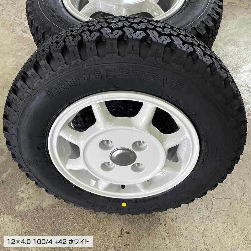 ブリヂストン 604V 145/80R12 80/78N エンケイ サム タフ 12×4.0 ホワイト 12インチ ハイゼット タイヤホイールセット  4本セット BRIDGESTONE 軽トラ 軽バン | LINEショッピング