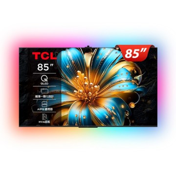 TCL 85吋 4K QLED 120Hz DLG APPLE認證 Google TV 量子智能螢幕顯示器 含超薄壁掛架+電視情境燈 (85T6C)