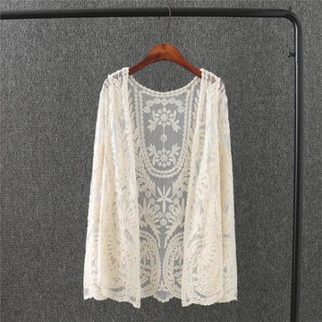 長袖蕾絲開衫薄外套2021夏季新款女裝外搭防曬網衫韓版寬松空調衫