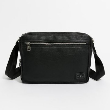 PLAYBOY - 斜背包雙層式 Matte Black系列 - 黑色