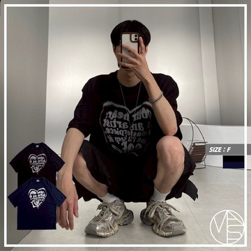 【MKST.STUDIO】韓國 噴漆愛心短TEE 韓系短袖 簡約 情侶衣 印花上衣 男生服飾 夏季短T 韓國男裝