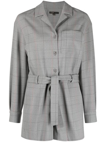 Maje - short checked playsuit - women - Wool/Spandex/Elastane/Polyester/Viscose/Polyamide/Cotton - 38 - Grey