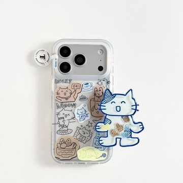✨iphone保護殼✨ins手繪涂鴉貓咪蘋果17/16/15/14手機殼13童趣12少女心11軟xr磨砂
