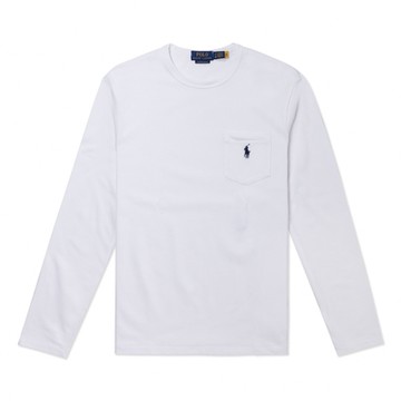 Polo Ralph Lauren 熱銷刺繡小馬素面長袖T恤(厚磅款)-白色