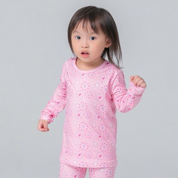 閃亮愛心溫灸刷毛圓領發熱衣(戀愛粉 童70-90)