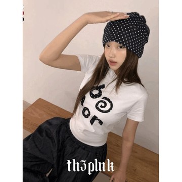Codibook｜韓國 thepink 字母點點寬鬆短袖T恤［預購］短袖上衣 女裝
