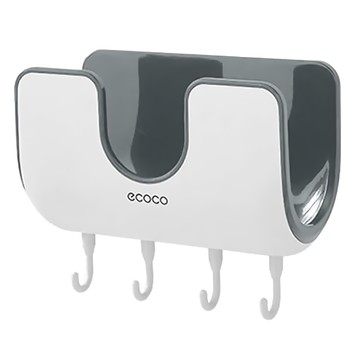 ecoco 意可可 壁掛式鍋蓋架  瀝水  易清潔  免釘安裝  強悍承重  帶四掛鉤  灰色  1個