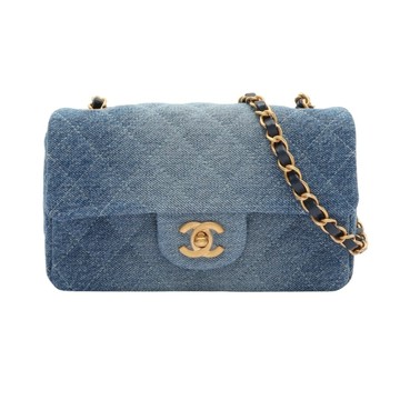 CHANEL 香奈兒 COCO 20 肩背包 藍色 丹寧 金扣 A69900 【二手名牌BRAND OFF】