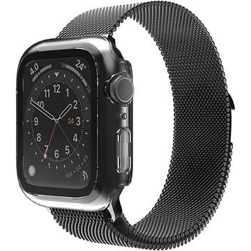 SINJIMORU Apple Watch 兼容 磁吸式 金屬 米蘭尼斯 錶帶 + 9H 全包覆 一體式 保護殼  黑色  1個  蘋果手錶 6 / 5 / 4 / SE 44 毫米