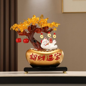 金元寶招財貓開業發財樹搖錢樹擺件客廳玄關酒柜裝飾喬遷新居禮品
