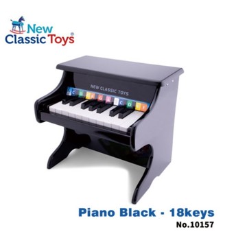 【荷蘭 New Classic Toys】幼兒18鍵鋼琴玩具-沉穩黑