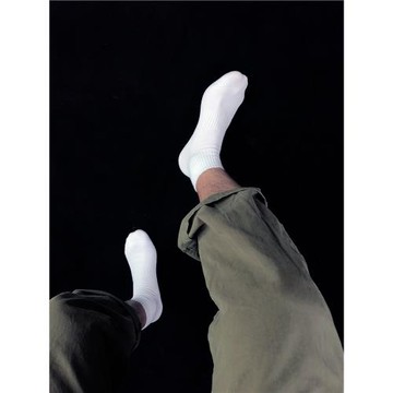 佐印男士冬季款短襪純棉厚款運動防臭吸汗短筒襪女白色襪子中筒襪