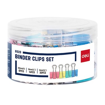 得力Deli彩色長尾夾組合/E8520/25mm+19mm+15mm/共50支