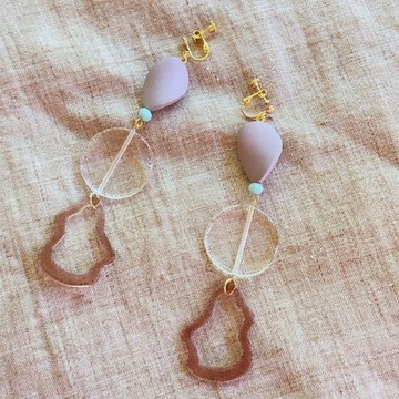 耳環 木珠 & 壓克力