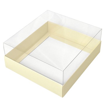 Hands Pick 方形透明開窗餅乾包裝盒  10個  Ivory
