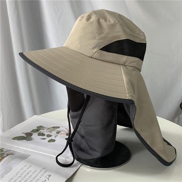 防曬帽全臉護脖遮陽夏天防紫外線工地干活太陽帽大檐戶外釣魚男士