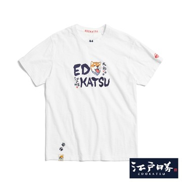江戶勝 男裝 笑臉勝太郎短袖T恤-米白色
