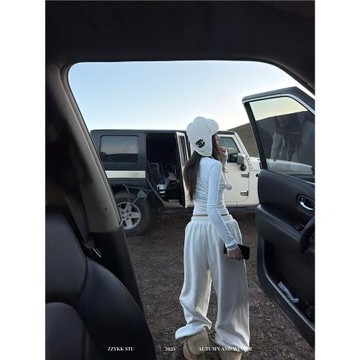 zzykk 暖暖褲王 高克重加絨休閑保暖寬松慵懶衛褲女加長時髦顯瘦