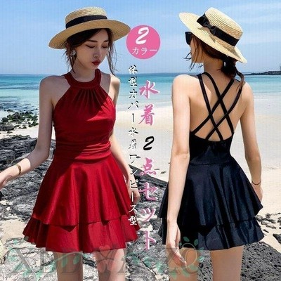 水着レディース ママ水着 水着 ショートパンツサロペット水着 可愛い スイムウェア 韓国風 フレア 温泉 水着2点セット 体型カバー 40代 水着 ワンピース型 通販 Lineポイント最大get Lineショッピング