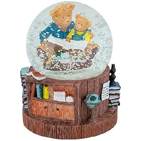 6" Musical Reading Teddy Bears Snow Globe＿並行輸入品