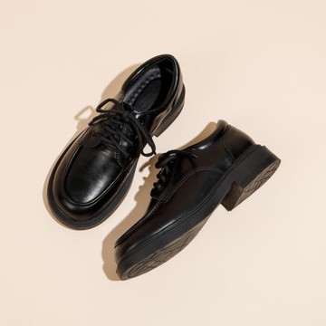 真皮英倫風小皮鞋女2025春秋新款黑色瑪麗珍鞋黑色單鞋厚底樂福鞋