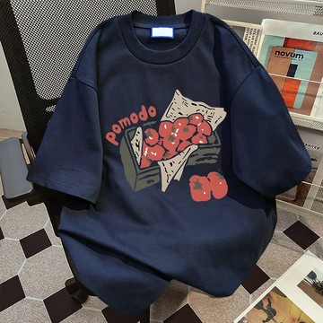 100%純棉短袖 番茄時間 短袖 oversize 大尺碼衣服 情侶衣服 韓版顯瘦t恤 小眾上衣 精品衣服 韓女穿搭