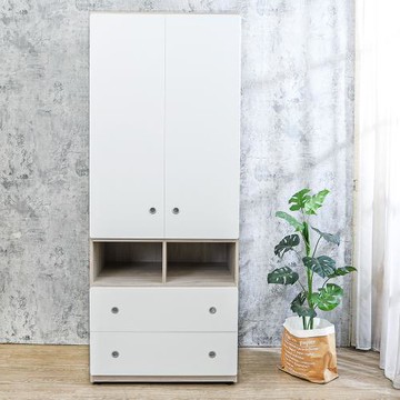 Boden-懷森2.7尺二門二抽收納衣櫃(單吊桿)