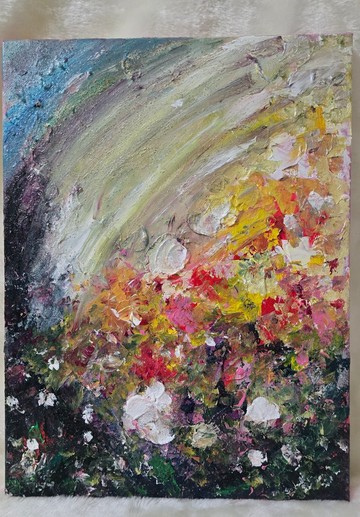 壓克力畫/丙烯藝術/原創手繪【心花・光彩】40×30裝飾掛畫