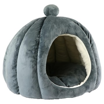 貓本屋 哈囉毛孩 立體南瓜造型保暖寵物窩  XL  深灰色  1個