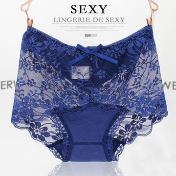 4條 蕾絲內褲女士中腰性感透明鏤空女生網紗三角內褲大碼薄款夏季