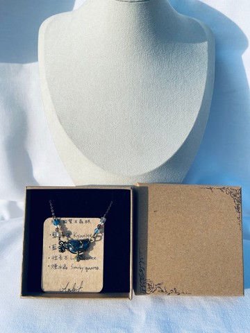 藍晶石橫式金屬編織_復古項鍊_森系飾品_天然石_礦石_銅鍍金屬線