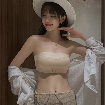2023性感無肩帶內衣女防滑聚攏小胸裹抹胸美背前扣文胸隱形防走光