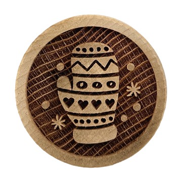 SOLO 歐洲家居 暖心手套餅乾壓紋印章 5.5cm 木紋色 天然櫸木餅乾模具  1個