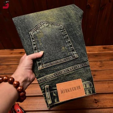 潮牌復古百搭牛仔褲男高街時尚破洞補丁刮爛修身小腳彈力痞帥長褲