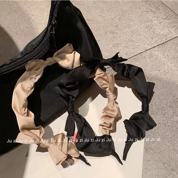 黑色蝴蝶結發箍女法式復古夏季薄款頭箍發卡短發發帶網紅仙氣高級