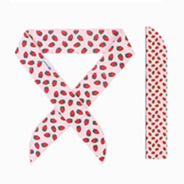 韓國 Snowhaus - 正韓製涼感降溫領巾/頭帶-草莓-淡粉 (85x5cm)-兒童用