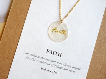 信心 盼望 | 文字項鍊 | 天然淡水貝 簡約設計 | 心思禮物 寄語