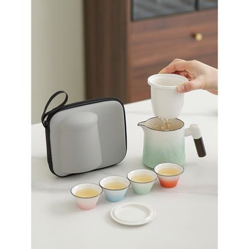 戶外便攜式旅行茶具套裝露營隨身泡茶壺一壺四杯會議商務伴手禮物